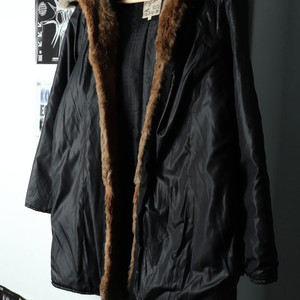 W(M-L) 빈폴 패딩 점퍼자켓 블랙 토끼털 롱