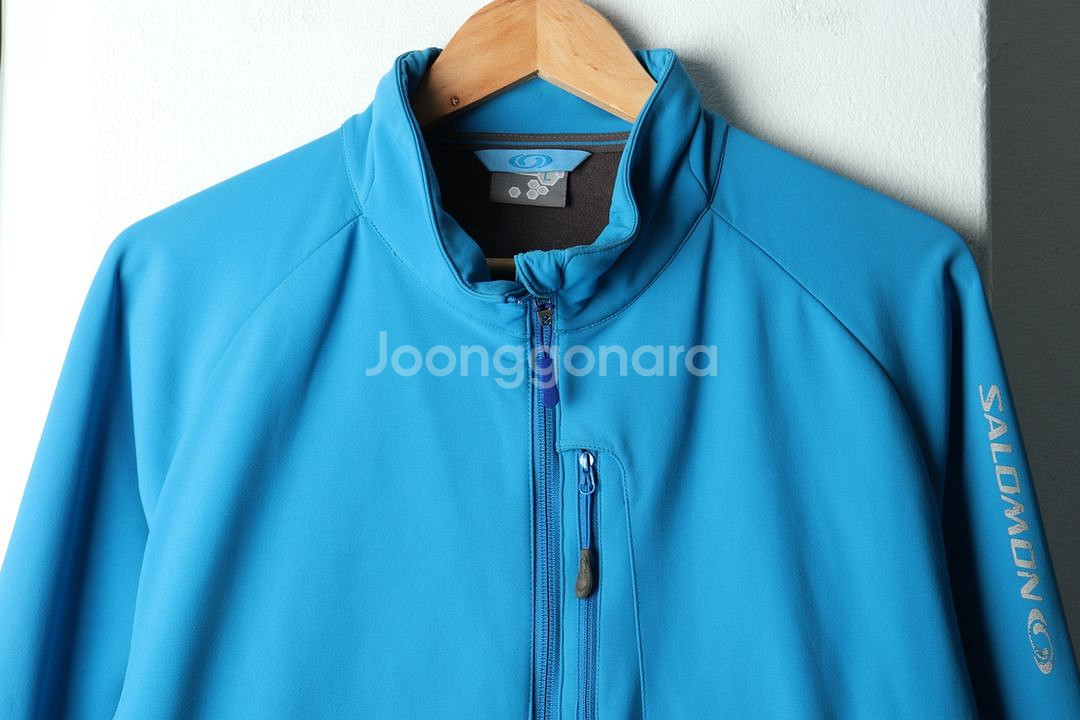 (L) 살로몬 집업 바람막이 점퍼자켓 기능성 연블루--2