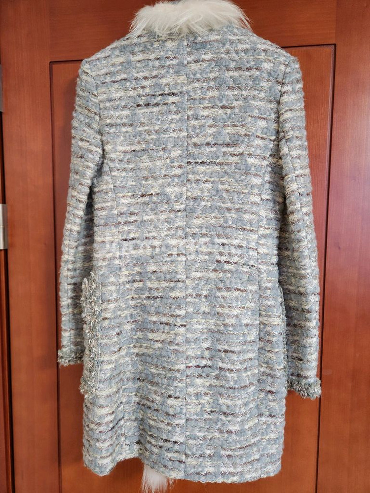 오브제 트위드 롱자켓. 55, 이탈리아 원단--2