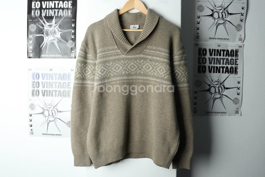 (L) 라코스테 니트 노르딕 베이지 울 한정판--1