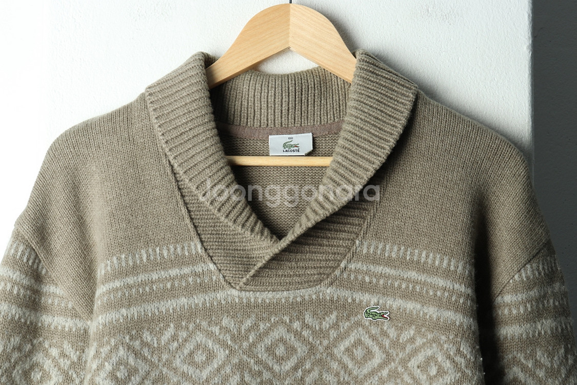 (L) 라코스테 니트 노르딕 베이지 울 한정판--2