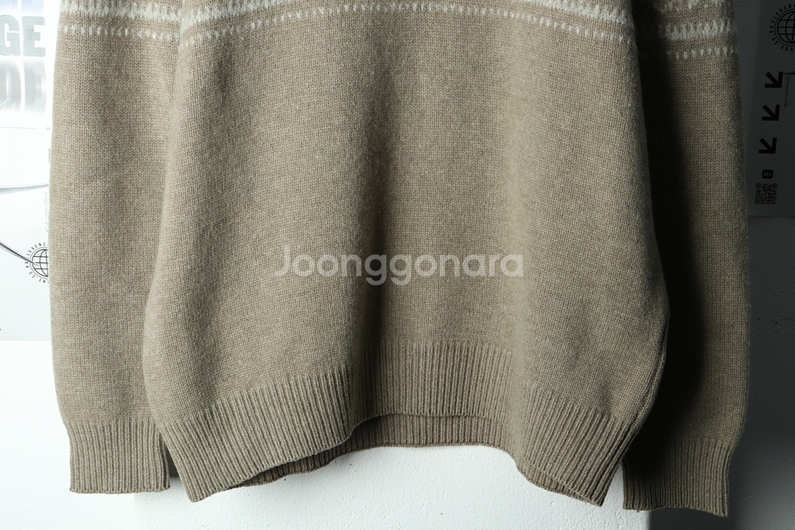 (L) 라코스테 니트 노르딕 베이지 울 한정판--3