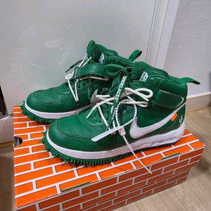 나이키 X 오프화이트 에어포스1 미드 SP 레더 파인 그린 285