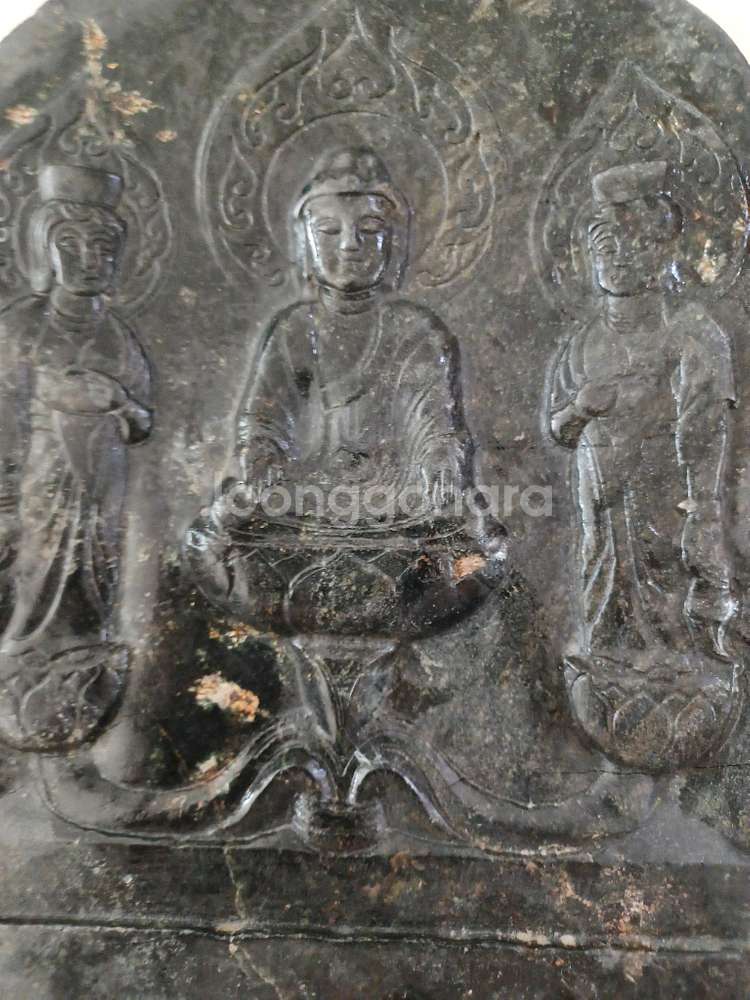 홍산문명 흑피옥 불상 삼존불 33, 19, 7cm--0