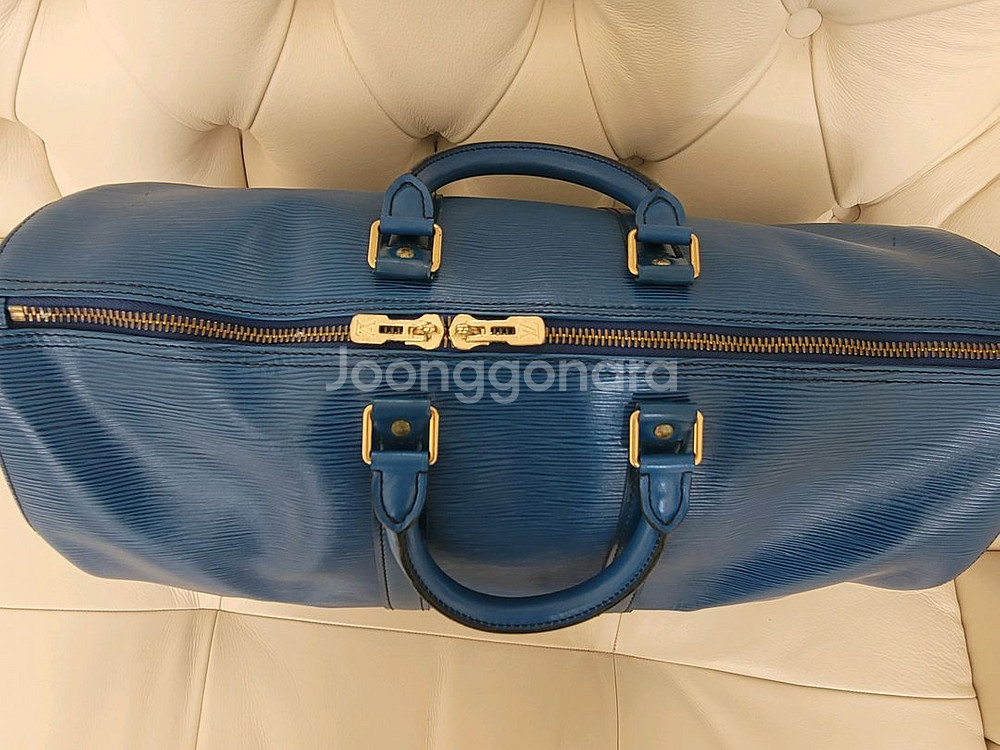 루이비통 예삐 키폴45 블루 보스턴백--5