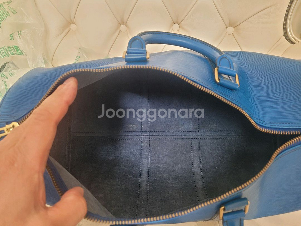 루이비통 예삐 키폴45 블루 보스턴백--6