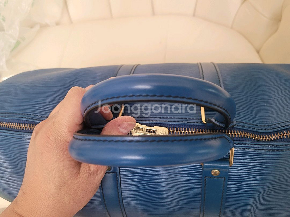루이비통 예삐 키폴45 블루 보스턴백--8