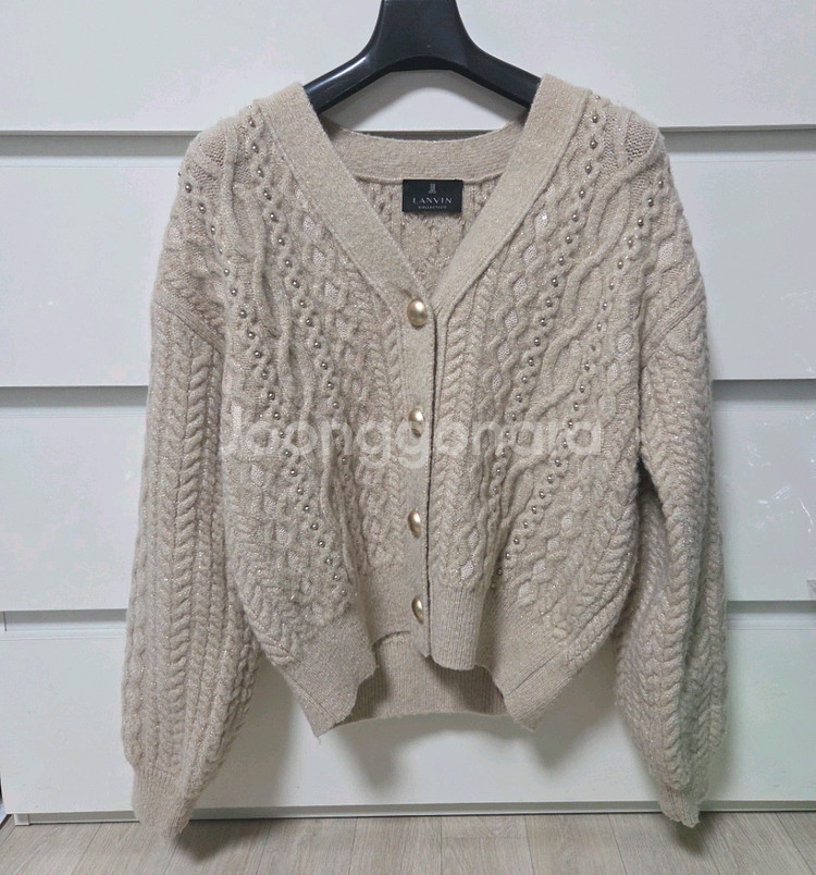 랑방 울블렌드 케이블스터드가디건 마인 더캐시미어 타임--4