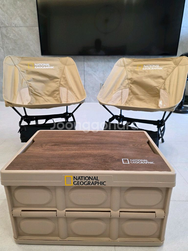 내셔널지오그래픽 캠핑의자 2개 + 폴딩박스--0