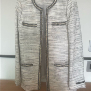 튜브 트위드 자켓 66사이즈 화이트 아이보리 자켓