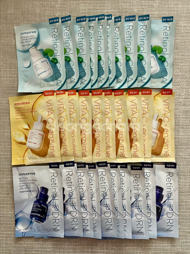 이니스프리 신상 앰플 겔 마스크팩 3종 30매 (1매 정가 4000원) 무배--0