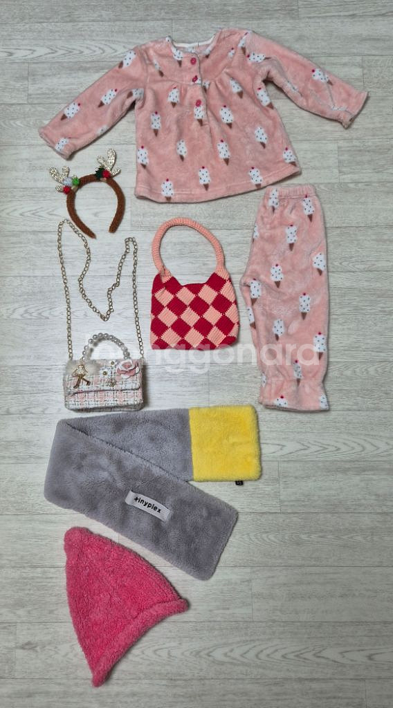 오르시떼 60사이즈 극세사 여아 잠옷 외 겨울 용품 일괄판매--0