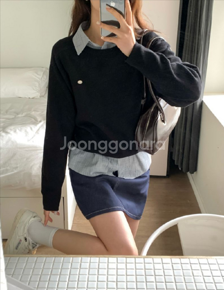 라운드넥 니트--1