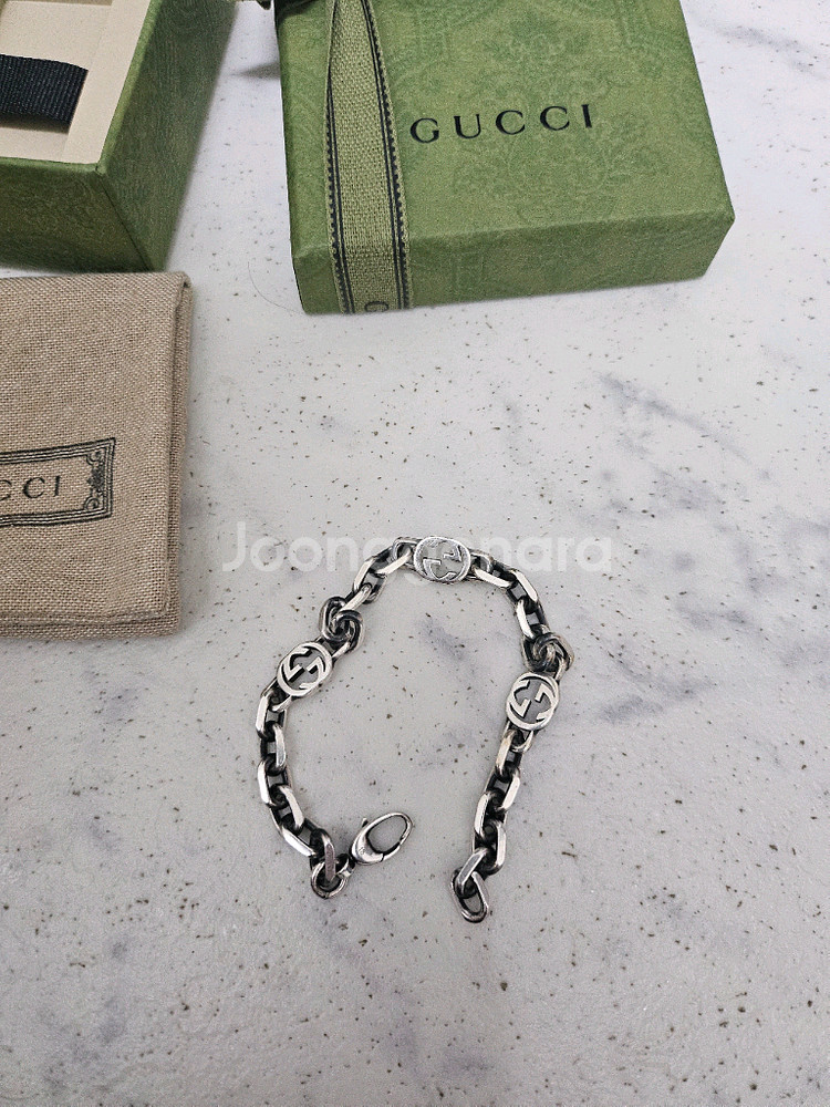 구찌 인터로킹 체인 팔찌--3