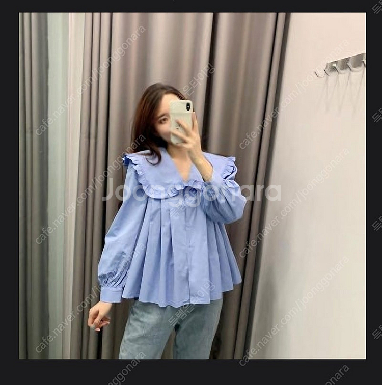 [새상품] ZARA 자라 피터팬카라 포플린 블라우스XS--1