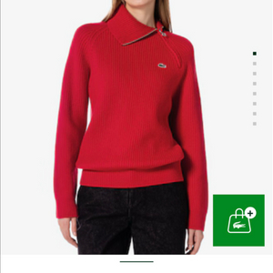 라코스테 사선 하프집업 스웨터 빨강