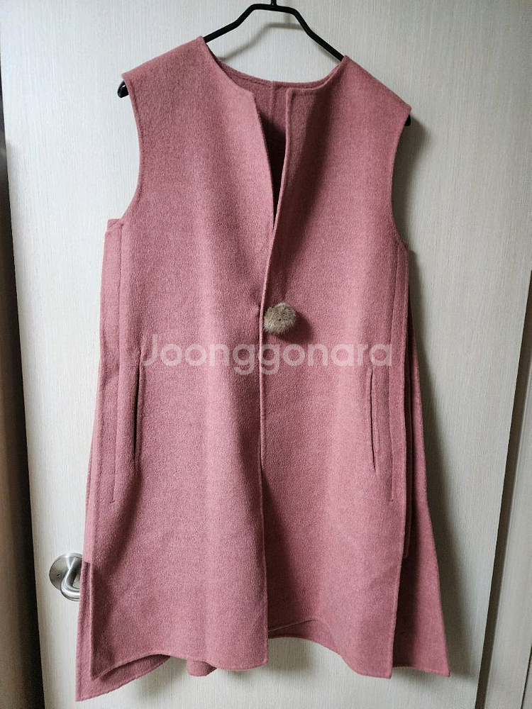 mine 마인 캐시미어 베스트 밍크단추 울조끼 핸드--0