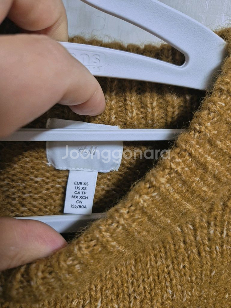 H&M 크롭 니트 겨자색--1