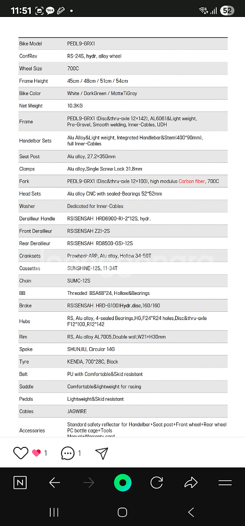 PEDL9 페들나인로드자전거 GRX1 RS24단 드롭바.일자바--7
