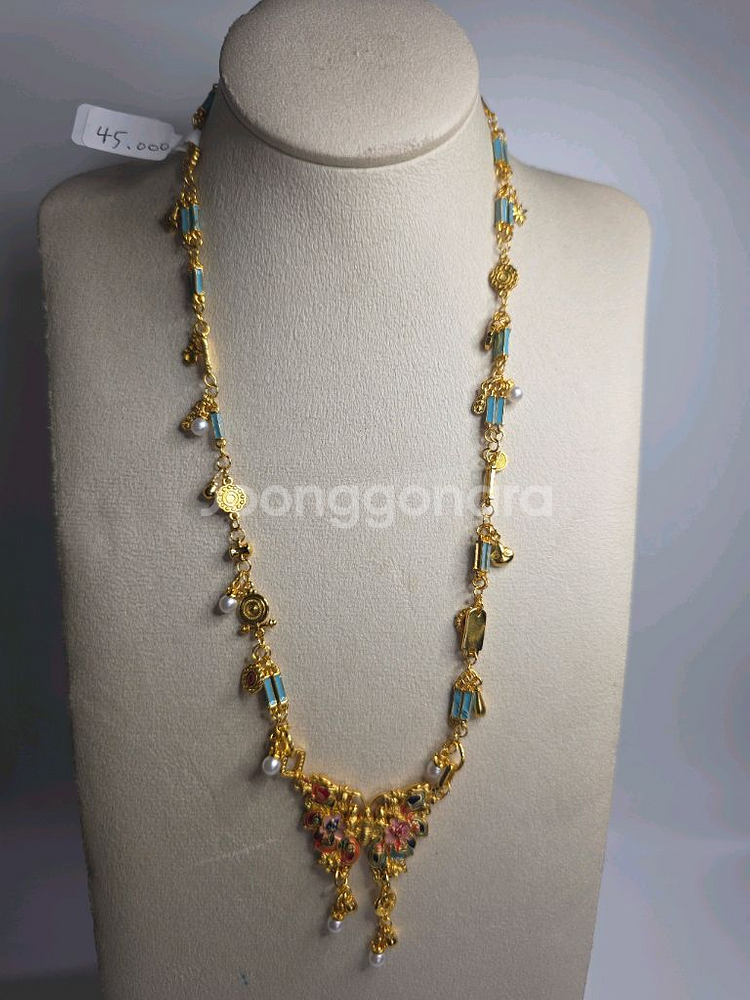 새제품 사금 목걸이 나비장식 목걸이 49.5cm--0