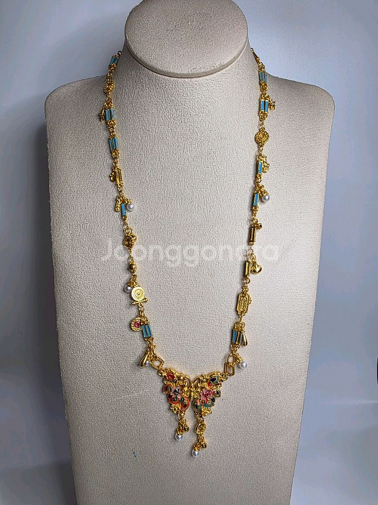 새제품 사금 목걸이 나비장식 목걸이 49.5cm--1