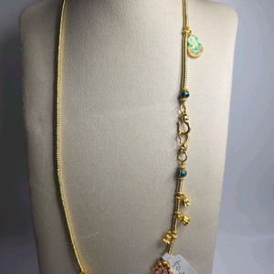 새제품 사금 목걸이 롱 장식 두꺼운 볼 목걸이 58.5cm