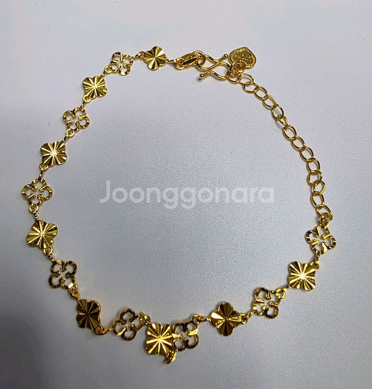 새제품 사금 팔찌 네잎크로버 사이즈조절가능 21.5cm--0