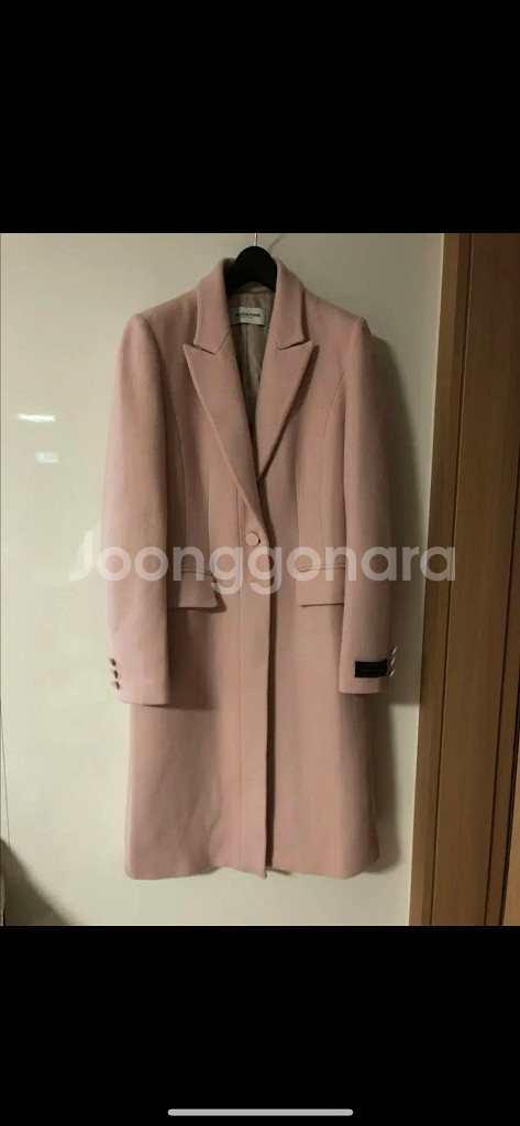 모조에스핀 이태리 캐시미어100 딸기우유 연핑크 결혼식 롱 코트 하객룩--0