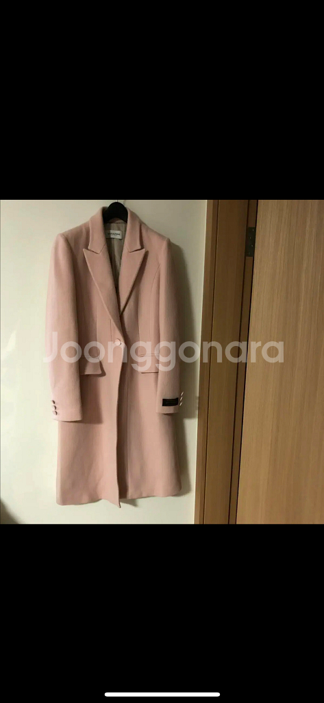 모조에스핀 이태리 캐시미어100 딸기우유 연핑크 결혼식 롱 코트 하객룩--5