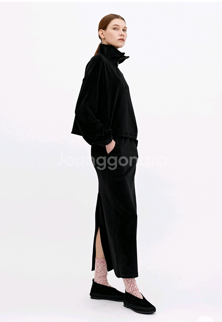 R2W 아비오 벨루어 밴딩 스커트 2(M) 블랙--2