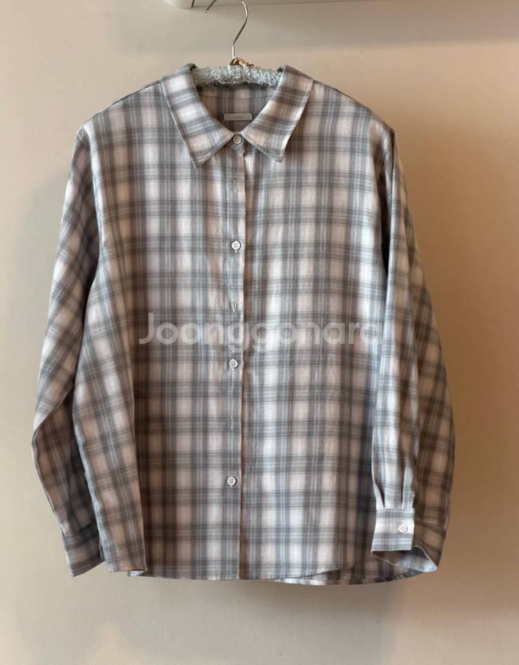 에크리스 아크네 체크 셔츠 새상품 단추포함 그레이--0