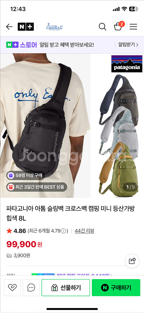 파타고니아 슬링백 8L 블랙--0