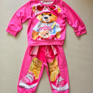 곰돌이 핑크색 아동 상하복세트 90