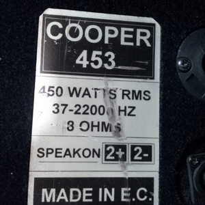 COOPER 453 3-Way 450W 스피커 1조 (배달가능) 이미지