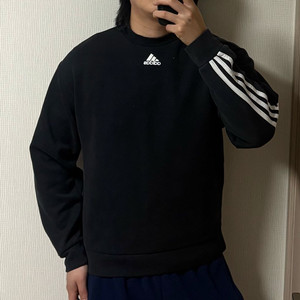 정품 아디다스 삼선 스트라이프 긴팔 크루 맨투맨 블랙