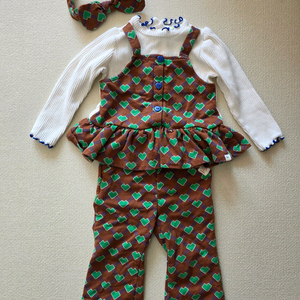 삠뽀요 상하복 세트 100 (상의+바지+헤어밴드)