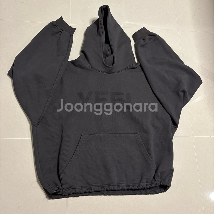 정품 LEEY YEEL 빅로고 오버핏 후드티 차콜--3