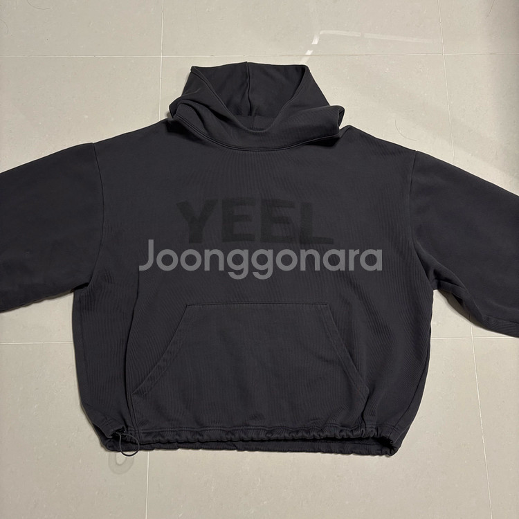 정품 LEEY YEEL 빅로고 오버핏 후드티 차콜--2