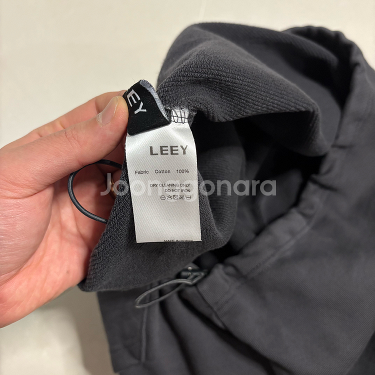 정품 LEEY YEEL 빅로고 오버핏 후드티 차콜--7