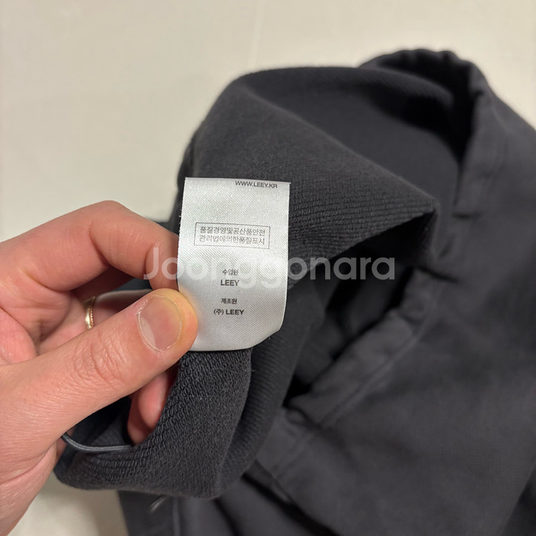 정품 LEEY YEEL 빅로고 오버핏 후드티 차콜--8