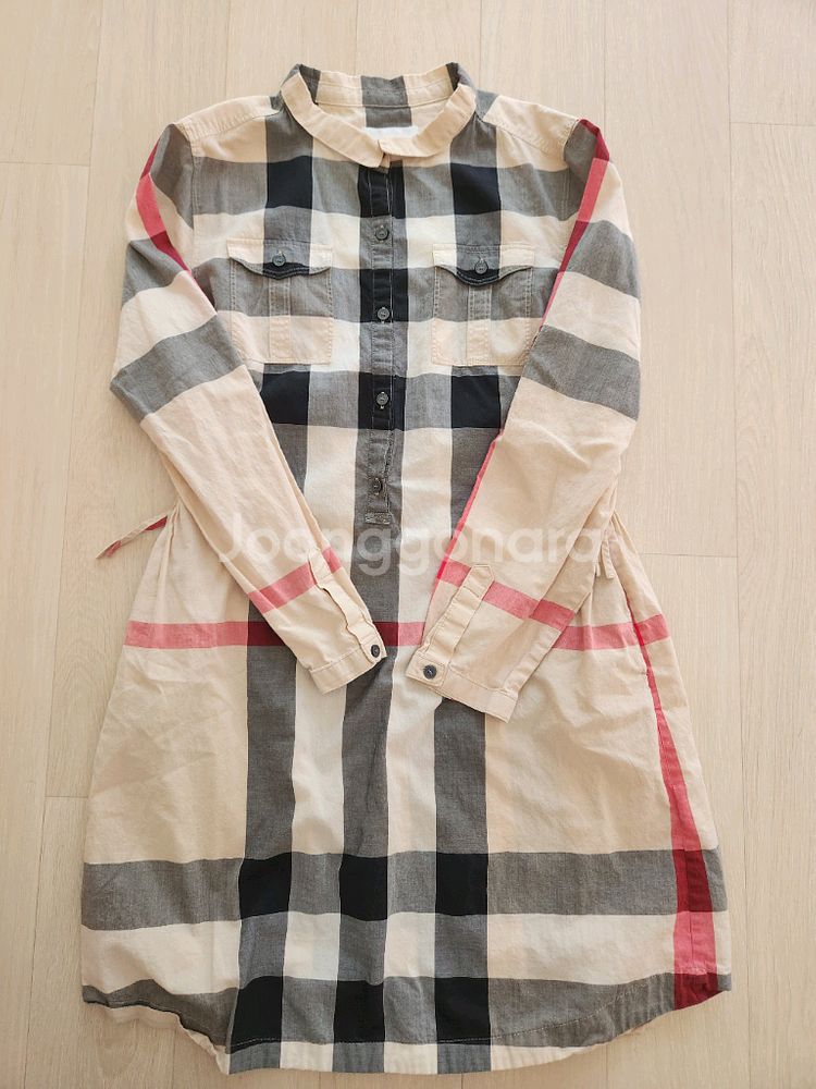 버버리 키즈 체크 셔츠 원피스 14y--0