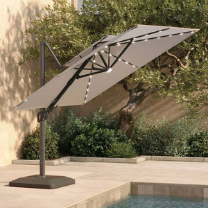 앳레저 LED 캔틸레버 사각파라솔, 지름 3.0m,페블