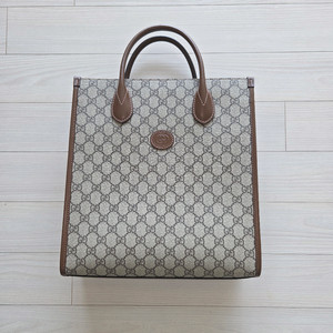 [신품급] 구찌 GG 슈프림 캔버스 토트백 브라운
