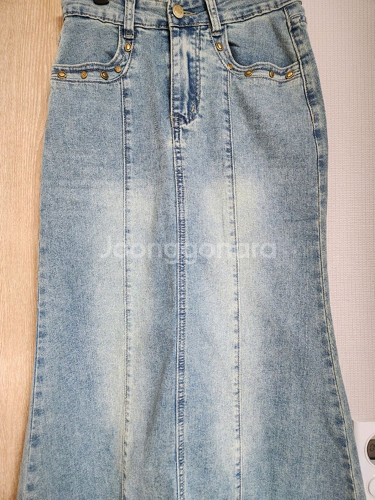 (S)뒷트임 데님 청 롱스커트 머메이드핏 청치마--2