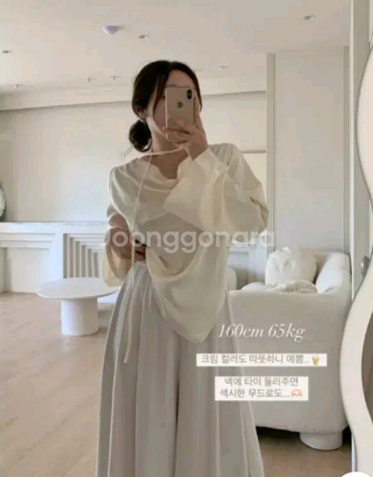 (미착용) ~88 플랫퍼 샴페르 드레이프 언발 새틴 블라우스--6