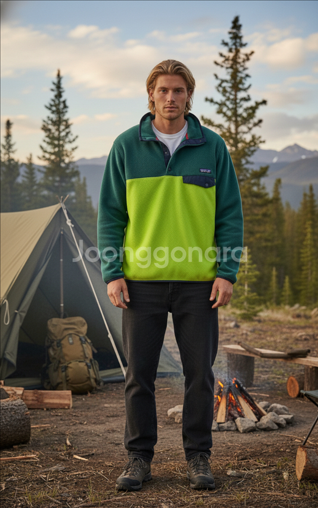 파타고니아 초레어 빈티지 신칠라 아노락 플리스 자켓 그린/연두 M사이즈--7