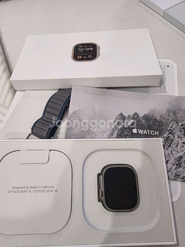 애플워치 SE2 44mm 실버 + 네이비 스포츠밴드--0