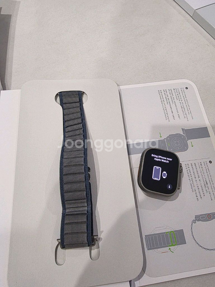 애플워치 SE2 44mm 실버 + 네이비 스포츠밴드--1