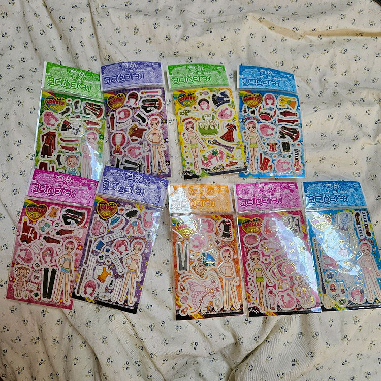 일괄판매)고전 구형 구판 캐릭캐릭체인지 금박 스티커--0