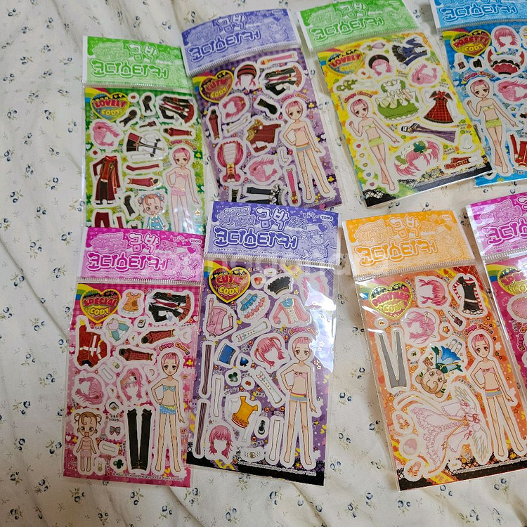 일괄판매)고전 구형 구판 캐릭캐릭체인지 금박 스티커--2